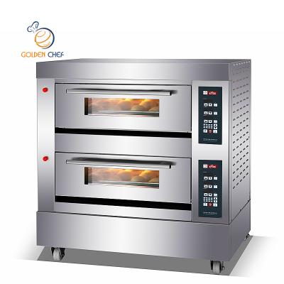 China Bread Bakery Machine Gas Control Panel 2 Oven Large Steam Decks 6trays Function Digital Timer for Commercial Gas Bakery Oven Baking Oven for Bakery for sale