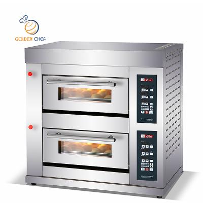 China Outdoor Gas Non-Stick 2 Panel 2 Trays 6 Trays Digital Baking Decks Cake Oven Commercial Gas Pizza Oven Bakery Baking Gas Oven for sale