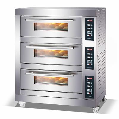 China Professional 3 Deck 3 Tray Oven High Efficiency Commercial Bread Bakery Machine Electric Convection Oven For Baking for sale