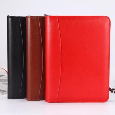 China Amerpromo Eco-friendly PU Leather Notebook Folder Zipper Money Organizer For Cash With Binding for sale