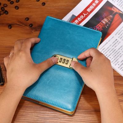 China Customizable Eco-friendly Leather Notebook Wholesale PU Diary A5 Budget Loose-Leaf Binder With Lock Digital Password for sale