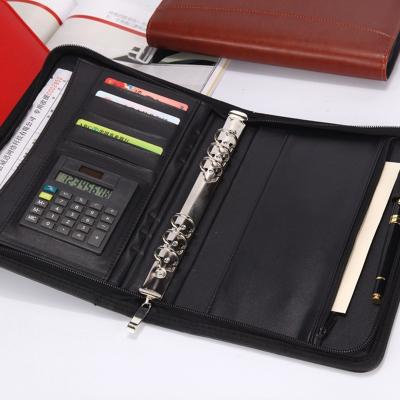 China Eco-friendly Custom Printing PU Planner A5 B5 Filofax Zipper Organizer Tied Leather Notebook for sale