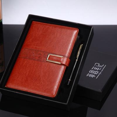 China Eco-friendly Custom Logo Diary Notebook Luxury Gift Set Business Black PU Leather A5 Magnetic Journal With Box for sale