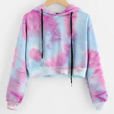 China Custom High Quality Anti-Wrinkle Factory Hoodie Female Cropped Tie Die Crop Oversize Tops Tye Dye Hoodies Shorts Tie Dye Women Tie Dye Hoodie for sale