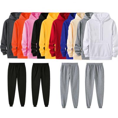 China French Logo Solid Color Plain Cotton Anti-wrinkle Polyester Fleece Women's Hoodie Sweatpants Set French Terry Pullover Jumper Men for sale