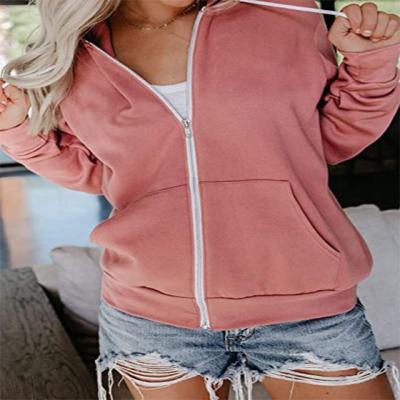 China Factory Wholesale Custom Made High Quality Casual Loose Anti-wrinkle Zipper Hoodie Women for sale