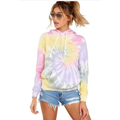 China Hot Sale Anti-Wrinkle Popular Simple Hooded Breathable Hoodie Pullover Link Dye Rainbow Unisex Hoodie for sale