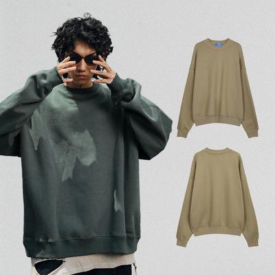 China Street High Quality Empty Style Anti-wrinkle Fashion Slim Fit Fitted Custom Round Neck Pullover Fleece Sweatshirts Men for sale