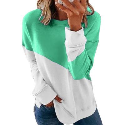 China Wholesale Customized Amazon Sale Fleece Long Sleeve Anti-Wrinkle Neck Color Matching Warm Color Matching Loose Long Sleeve Sweatshirt for sale