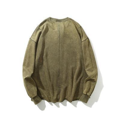 China High Quality Moq Anti-wrinkle Low Fashion Washed Distressed Round Neck Pullover Sweatshirt for sale