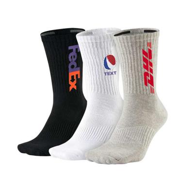 China T-1136 Sporty Custom Logo Design Mens Crew Combed Cotton Socks Custom Quilted Sock Custom Socks for sale