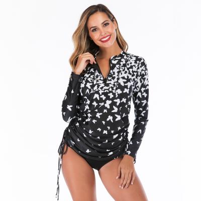 China Women's Breathable Rashguard Swimwear Long Sleeve Rash Guards Zipper Surfing Wetsuit Two Piece Swimwear Driving Wetsuit Swim Dress for sale