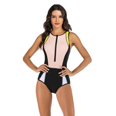 China Custom Made Breathable Quick Dry Breathable Surfsuit One Piece Swimwear Girl Swimwear Spandex Polyester Zipper Sleeveless Bikini Rashguard for sale