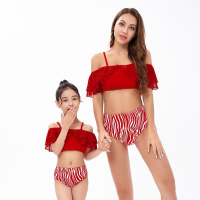 China Breathable Mother Daughter Beach Sling Ruffle Bikini Swimwear Matching Swimwear Women Family Swimwear Family Matching Swimwear for sale