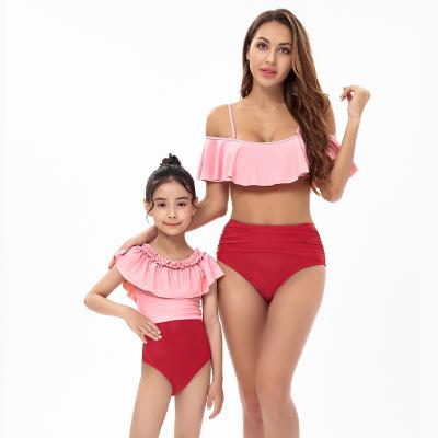 China Spandex women's bikini swimwear antibacterial custom mommy and me cute bikini wholesale matching models children's swimwear family swimwear for sale