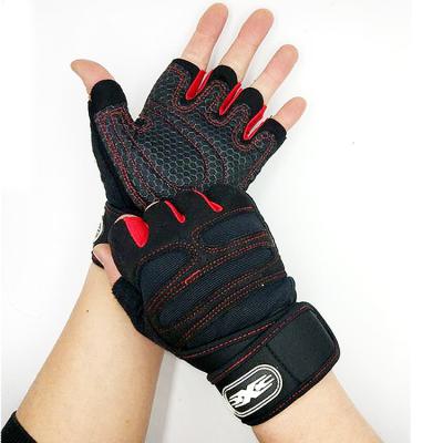 China Wholesale Unisex Customized Wristband Mens and Womens Half-finger Weightlifting Fitness Non-slip Lengthened Breathable Training Gloves for sale