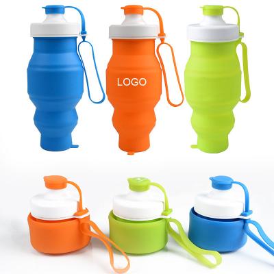 China Silicone Outdoor Sports Folding Water Bottle 530ml Logo Customized for sale