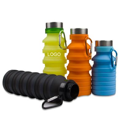 China Silicone Outdoor Sports Folding Water Bottle 560ml Logo Customized for sale