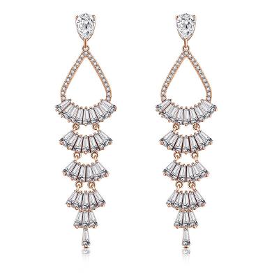 China Female Tassel Zircon Earrings Multi-Layer Long Earrings Beautiful Gifts For Girls for sale