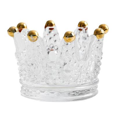 China Creative Crystal Mini Crown Glass Candlestick Ashtray Personality Jewelry Storage Box Bar Ktv Aromatherapy Furnishings for sale