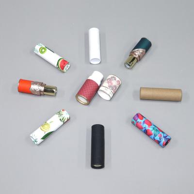 China Eco Fashion Biodegradable Design Lip Balm Paper Tubes With Labels Custom Printing Aluminum Free Lift Up Paper Tube Packaging for sale