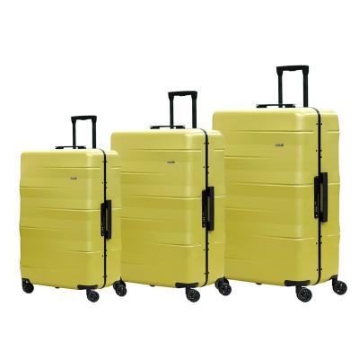 China New Fashion High Quality PC Luggage Lightweight Trolley Suitcase Aluminum Frame Travel Luggage With Laptop Bag for sale