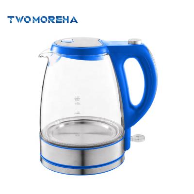 China 360 Degree Base Rotation New Arrival Glass Electric Kettle With Filter Color Option Blue Light Water Boiler Electric Kettle for sale