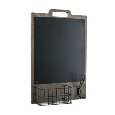 China Europe Wooden Wall Mounted Lobby Organizer With Chalkboard Sign And Key Hooks for sale