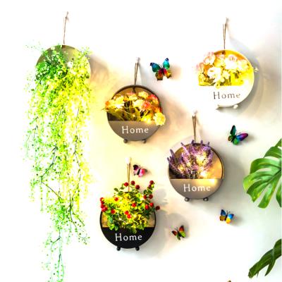 China Modern Indoor Planter Vase Wall Round Iron Metal Circle Flower Pot for sale