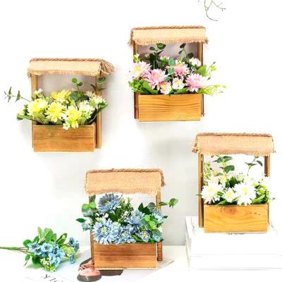 China European style wooden frame flowerpot pot with bracket wood wall hanging customized Chinese manufacturer for sale