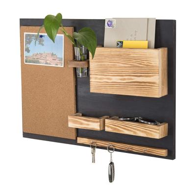 China Wall mounted organizer stocked with Cork Bulletin Board, mail rack, key hooks, flower vase for sale