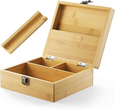 China Europe Rolling Tray Stash Box - Extra Large Bamboo Box w/Ample Storage Space For Organizing Herb Accessories for sale