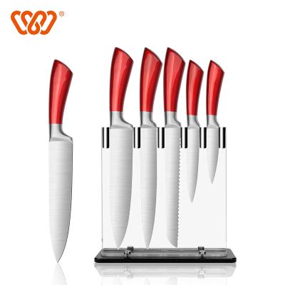 China Low MOQ Sustainable Kitchen Knife Set Ergonomic Handle Stainless Steel Knife Set Gift Box for sale