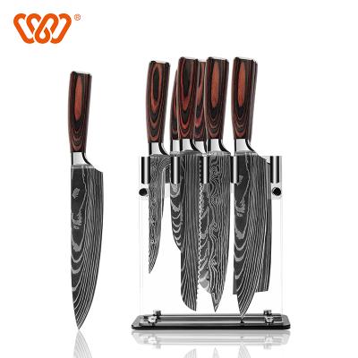 China Durable 5pcs Stainless Steel Hot Saling Kitchen Knife Set Damascus Knife Set for sale