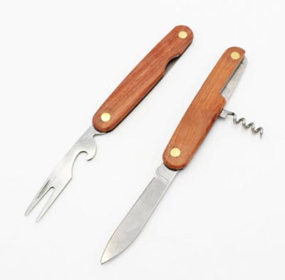 China Non-variable outdoor tools multifunctional pocket knife with wooden handle for sale