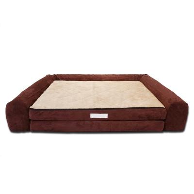 China Sale Laifug Dropshipping Orthopedic Foam Fur Travel Foldable Memory Dog Pet Bed for sale