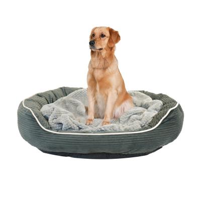 China Laifug Wholesale Luxury Round Comfortable Travel Plush Puppy Dog Cushion Bed for sale