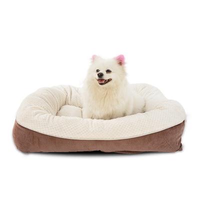 China Travel Laifug Wholesale Soft Plush Washable Dog Cat Rectangular Lounger Pet Bed for sale