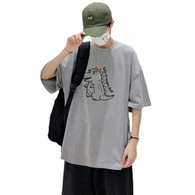 China 2022 Small Breathable Trend Five Minutes Sleeve Cool Soft Handsome Dinosaur Student Half Sleeve Lower Men's T-shirts for sale