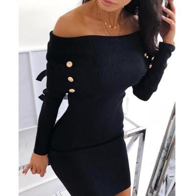 China Female Sexy Shoulder Wrap Buttocks Anti-Static Tight Dresses Spring And Autumn Shine Fashion Design for sale