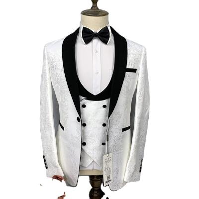 China Fashion Hot Sale Mens Tuxedos Anti-wrinkle 3 pcs Groom Slim Fit Business Wedding Formal Suit (Jacket+Pants+Vest) for sale