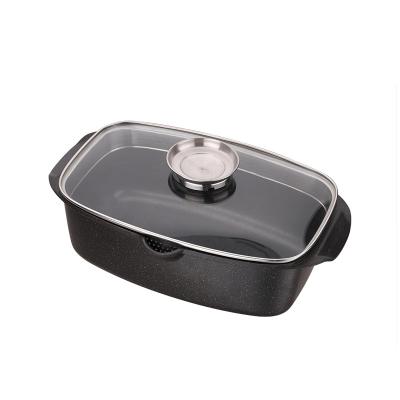 China Tmai 32cm High Quality Durable Cast Aluminum Cooking Non Stick Multiuse Fish Pan Rotisserie Pot Set for sale