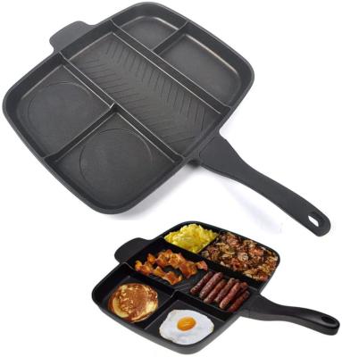 China General Use For Tmai Gas And Non Induction Cooker Hot Dish Steak Fried Pan Aluminum Home Use Stick Barbecue Grill Pan Commercial Outdoor Stove for sale