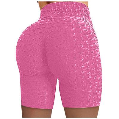 China 2021 Summer QUICK DRY High Waist Stretch Track Pants Bubble Yoga Shorts Women Clothing Solid Color Biker Shorts Pants Womens Gaiters for sale