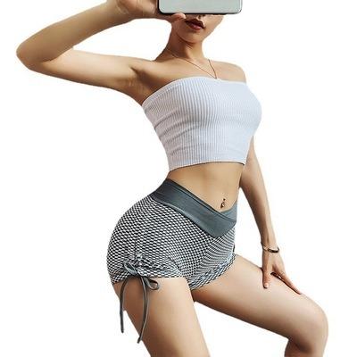 China Fitness Honeycomb Control Tummy Lift Butt Waist Women Yoga Running Shorts CRAC! crack! QUICK DRY Gym Sporty High Booty Booty for sale