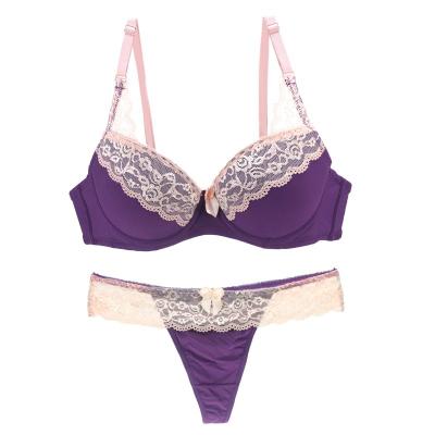 China New sexy stylish QUICK DRY lace bra set floral princess underwear bra sets push up and thong set for young girls for sale