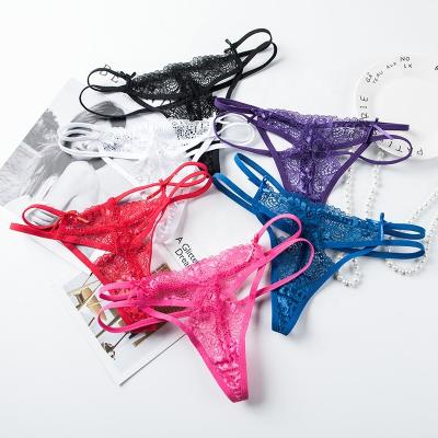 China New Style Breathable Transparent Sexy Transparent School Girl T-back Underwear Lace Lace Thongs Tiny Thongs for sale