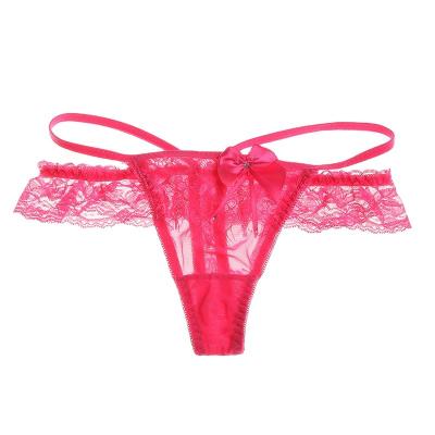 China Antibacterial women's sexy red transparent women's sexy low briefs lace panties T waist cute mesh pants for sale