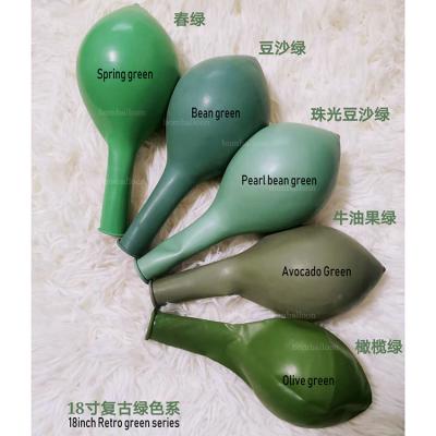 China Large Size Party Decoration Bomballoon 18inch Latex Balloons Retro Arch Set Balloon , Green Latex Balloons for sale