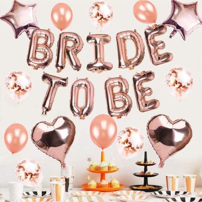 China Beauty Decorations 2021 New Trend Fashion Rose Gold Bride To Be Balloon Set Sash Bachelorrete Party Supplies for sale